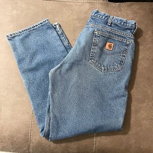 Carhartt Fleece Lined Men’s Jeans Size 36x32 Relaxed Fit Blue Denim B155 DST
